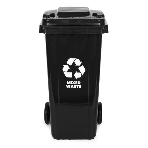 Zestaw 4 koszy na śmieci pojemniki 4x120L niebieski zielony żółty czarny makulatura szkło plastik odpady zmieszane gumowe koła MULTISTORE