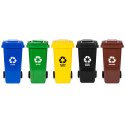 Zestaw 5 koszy na śmieci pojemniki 5x120L niebieski zielony żółty czarny brązowy makulatura szkło plastik odpady zmieszane BIO g MULTISTORE